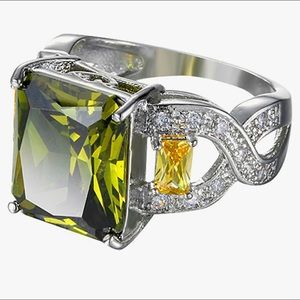 (SOLD) Womens Fashion 925 Sterling Silver Plated Olive Green